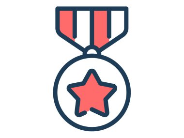 Madalya ödülü çizgi biçimi illüstrasyonlu tek bir izole simge