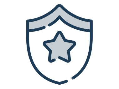 amblem yıldız rozeti kalkanı çizgi veya çizgi biçimi çizili tek bir izole simge