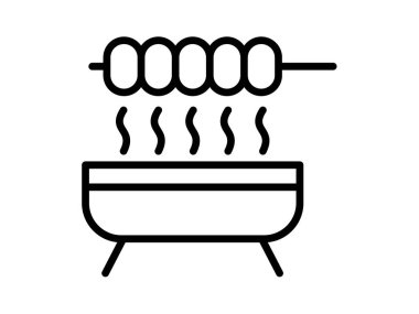 satay kavrulmuş ızgara et. Taslak biçim illüstrasyonlu tek bir izole simge.