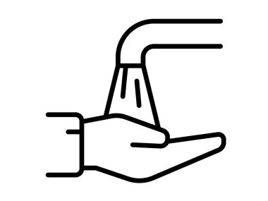 wudhu İslam 'ı temizle tek bir izole ikon ana hatlı biçim illüstrasyonu ile