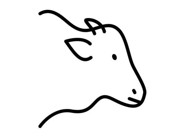 Krowa Pojedyncza Pojedyncza Ikona Zarysem Stylu Wektor Ilustracja — Wektor stockowy