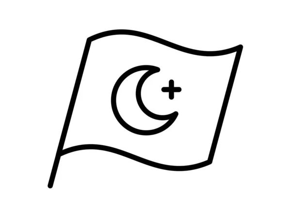 Islamisk Flagga Enda Isolerad Ikon Med Kontur Stil Vektor Illustration — Stock vektor