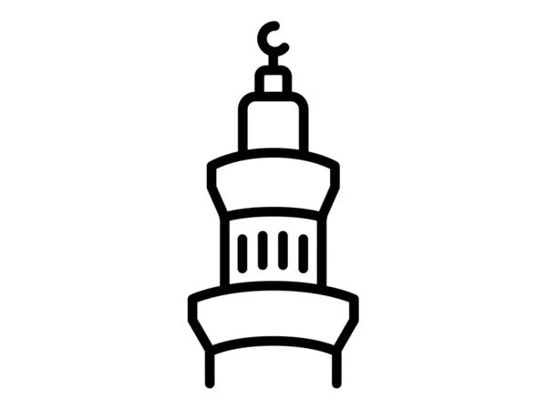 Islamic Tower Building Single Isolated Icon Outline Style Vector Illustration — Stock Vector