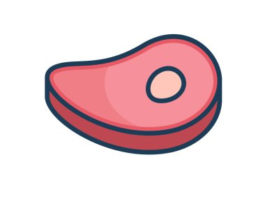 Çizgi biçimi illüstrasyonuna sahip tek bir et izole simgesi