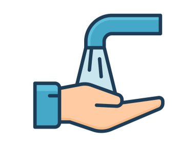 wudhu İslam 'ı temizleyin. Tek bir izole edilmiş, çizgi biçimi illüstrasyonlu ikon.