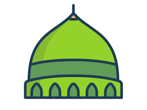 Dôme Mosquée Icône Isolée Unique Avec Illustration Vectorielle Style Ligne — Image vectorielle