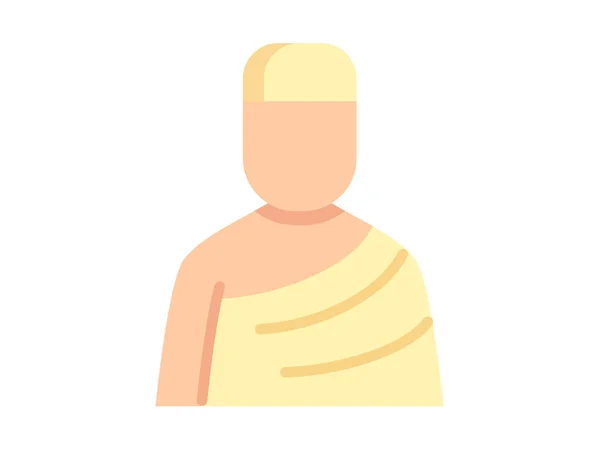 Ihram Muslim Hajj Einzelnes Icon Mit Flacher Vektorillustration — Stockvektor