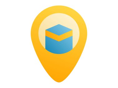 kaba mecca pin location single isolated icon with smooth style vector illustration