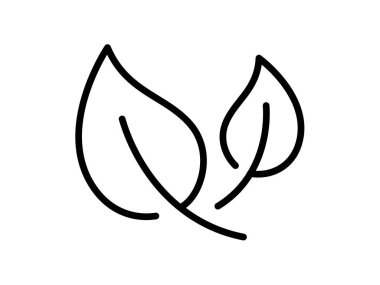 Yeşil yaprak, ekolojik ekolojiden izole edilmiş tek bir ikonu ana hatlı biçim illüstrasyonu ile bırakır