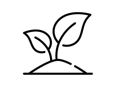 Bitki yaprağı yetiştirme doğa çevre ekolojisi ana hatlı tek izole ikon biçim illüstrasyonu