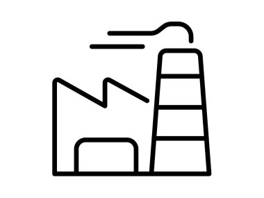 Sanayi fabrikası, taslak biçim illüstrasyonuna sahip tek bir izole ikon üretiyor