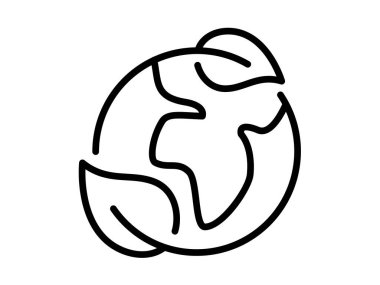 Dünya 'nın doğa ekoloji ortamını, ana hatlı biçim illüstrasyonuna sahip tek bir izole ikonu kurtar