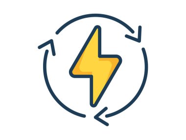 Elektrik yıldırımı şimşeği hava durumu elektrik dolu çizgi biçimi illüstrasyonlu tek izole ikon