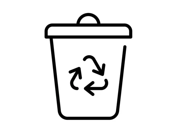 Recycle Bin Trash Waste Recycling Garbage Single Isolated Icon Outline — Stock Vector