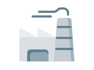 Sanayi fabrikası düz stil illüstrasyonlu tek bir izole ikon üretiyor