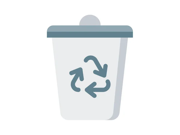 Recycle Bin Trash Waste Recycling Garbage Single Isolated Icon Flat — ストックベクタ