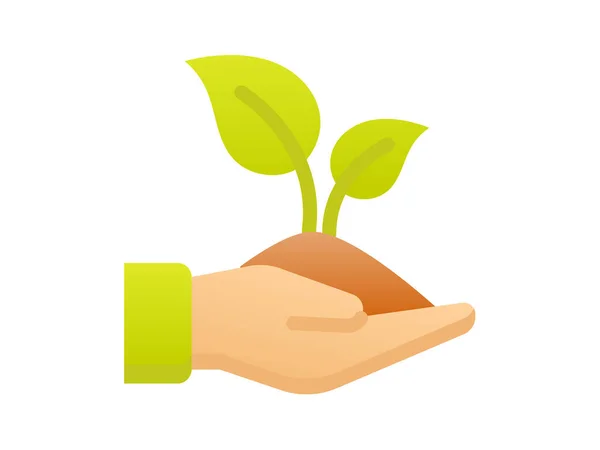 Αποθηκεύσετε Φυσικό Περιβάλλον Χέρι Φυτό Πάει Πράσινο Ενιαίο Απομονωμένο Εικονίδιο — Διανυσματικό Αρχείο