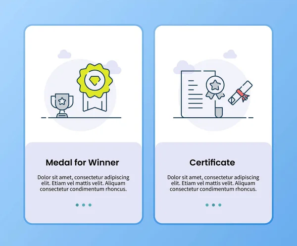 Medal Winner Certificate Boarding Template Mobile User Interface App Application Stock Vector