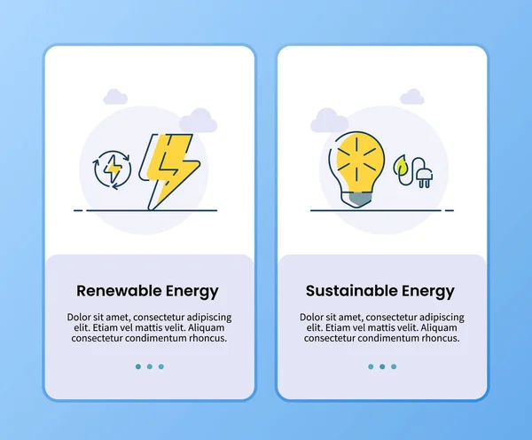 Plantilla Incorporación Energía Renovable Energía Sostenible Para Diseño Aplicaciones Móviles — Archivo Imágenes Vectoriales