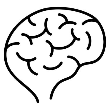 Beyin zekası. Taslak biçim illüstrasyonlu tek bir izole simge.