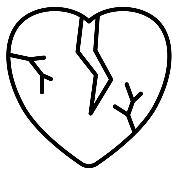 破碎的心或破碎的关系单个孤立的图标与轮廓样式矢量插图 — 图库矢量图片