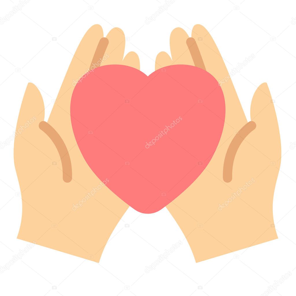 Self care with love heart single isolated icon with flat style vector illustration
