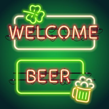 St Patricks Günü Neon çerçeveler
