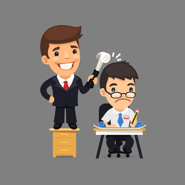 Deedful Boss and Sad Manager Teamworking on the Project — Stock Vector