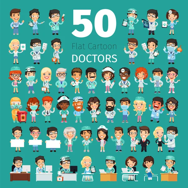 Cartoon läkare stora samling — Stock vektor