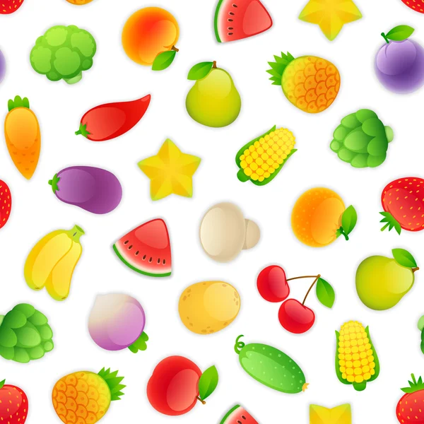 Hladký vzor s ovocem a zeleninou — Stockový vektor