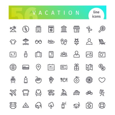 Tatil satırı Icons Set