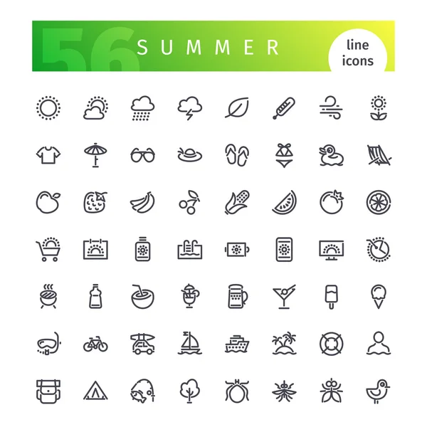 Línea de verano iconos conjunto — Vector de stock