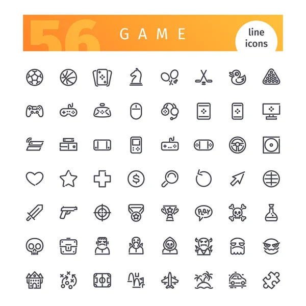 Game Line Icons Set — Stock Vector