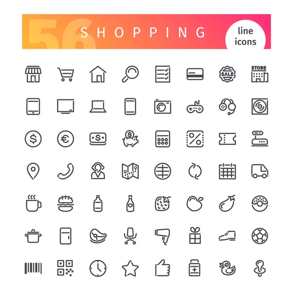 Ensemble d'icônes Shopping Line — Image vectorielle