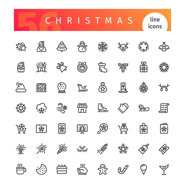 Conjunto de ícones de linha de Natal — Vetor de Stock