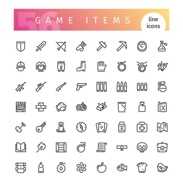 Oyun öğeleri satır Icons Set — Stok Vektör