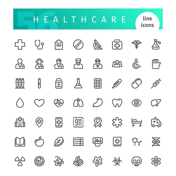 Cuidados de saúde linha ícones conjunto — Vetor de Stock