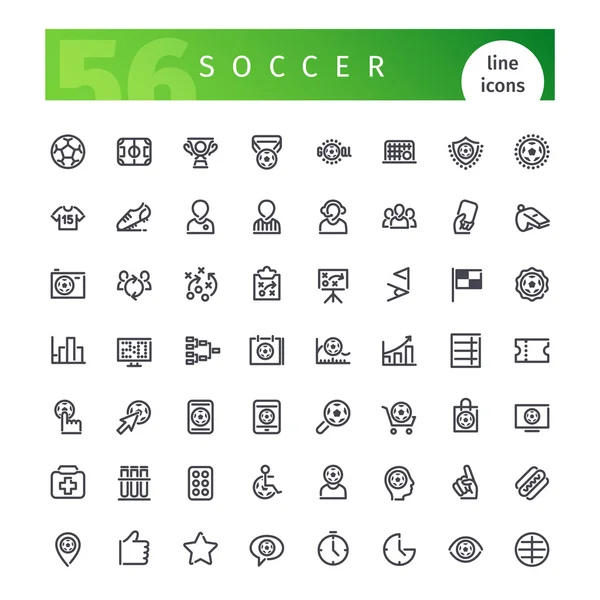 Juego de iconos de la línea de fútbol — Vector de stock