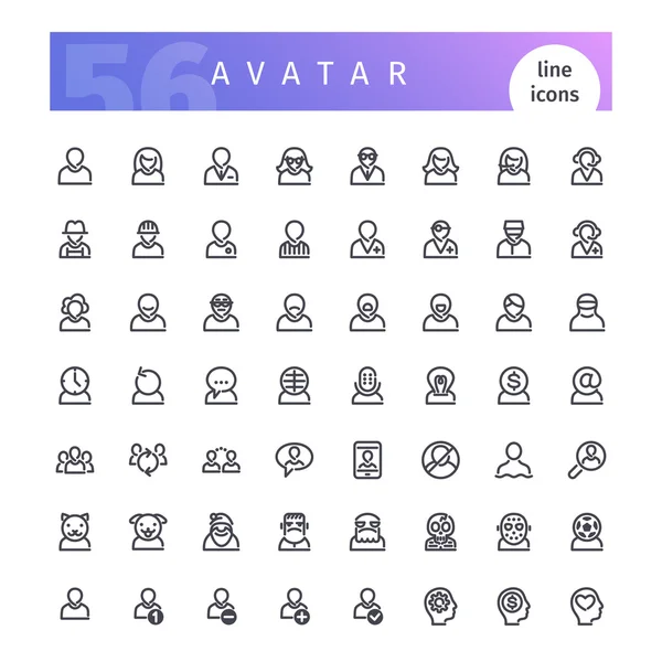 Avatar Line Icons Set — Stock Vector