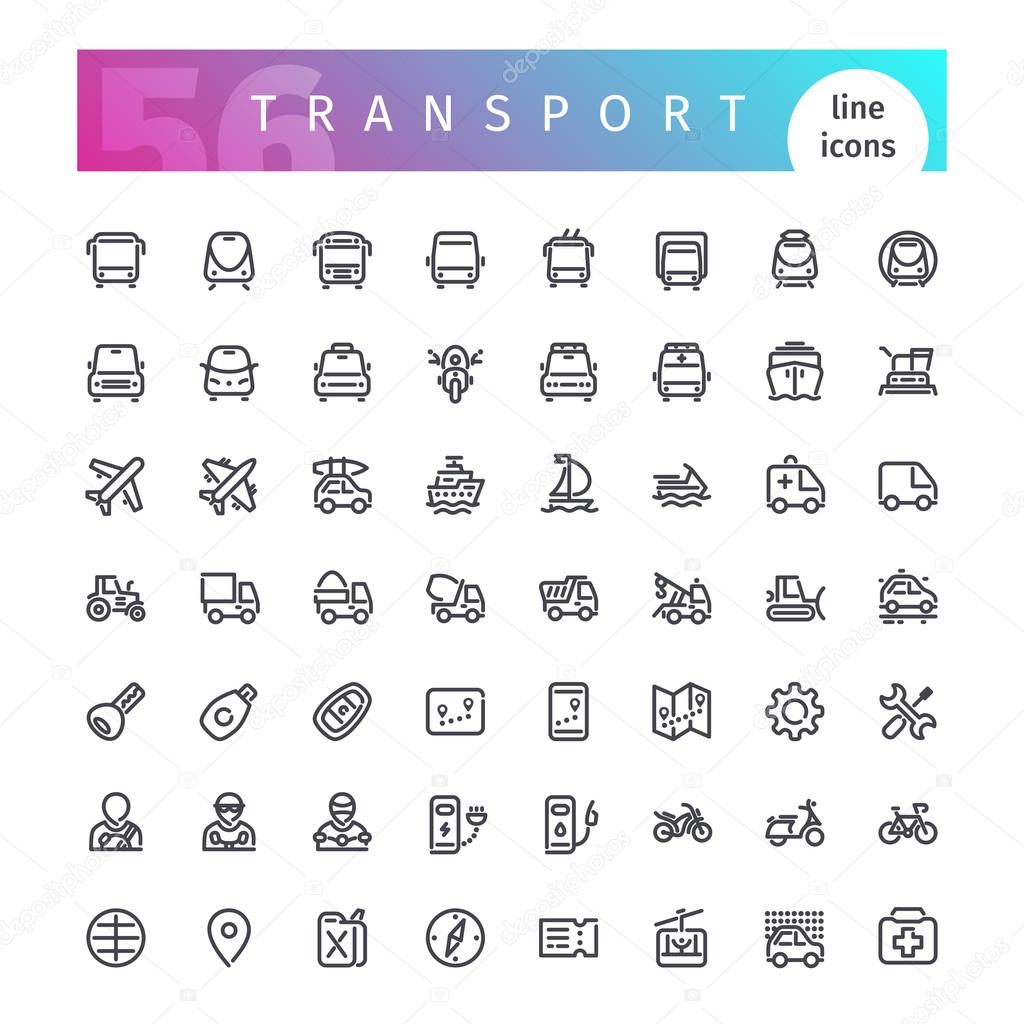 Transport Line Icons Set