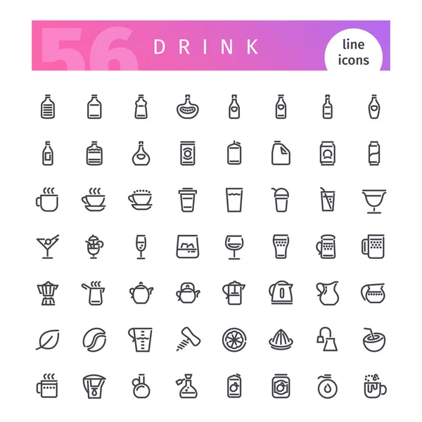 Set de iconos de línea de bebidas — Vector de stock