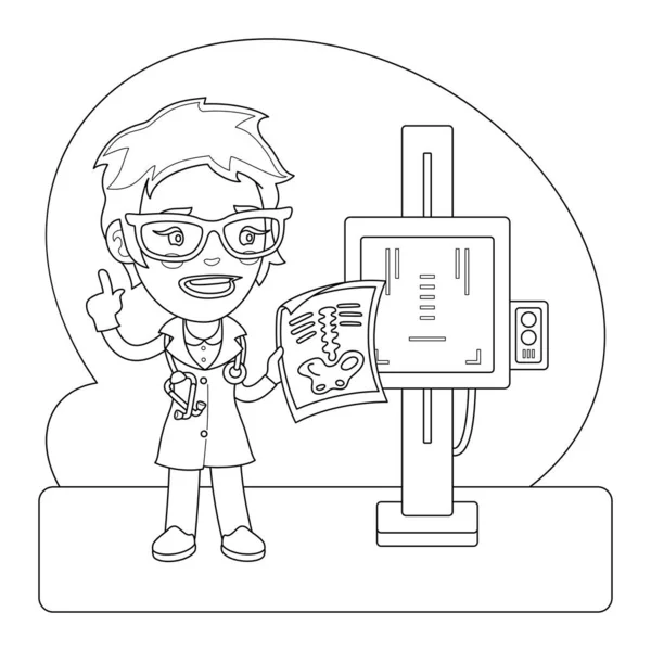 X-Ray Operator Coloring Page — Stock Vector