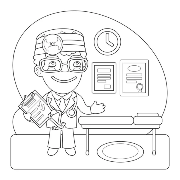 Doctor Coloring Page — Stock Vector