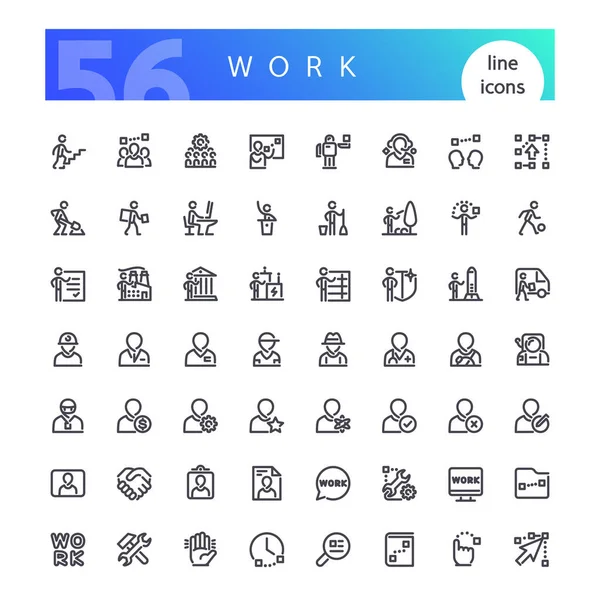 Work Line Icons Set — Stock Vector