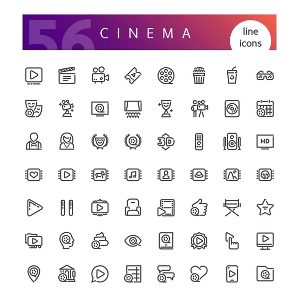 Set de iconos de línea de cine — Vector de stock