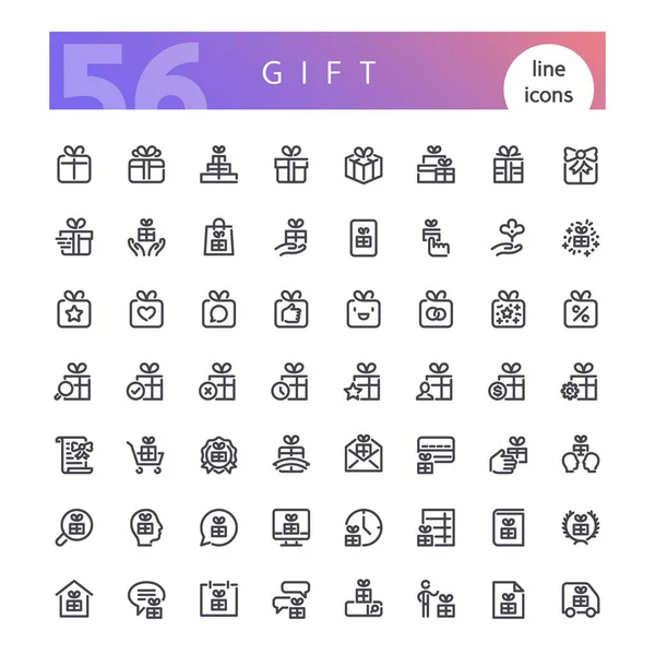 Set de iconos de línea de regalo — Vector de stock