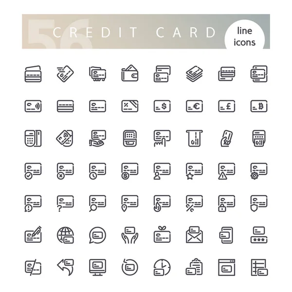 Credit Card Line Icons Set — Stock Vector