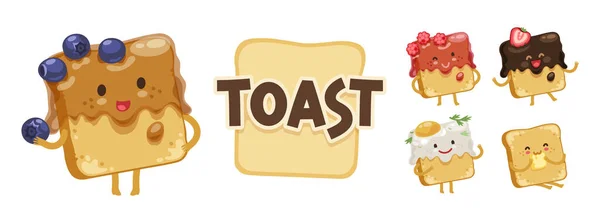 Toast Emoji Set — Stock Vector