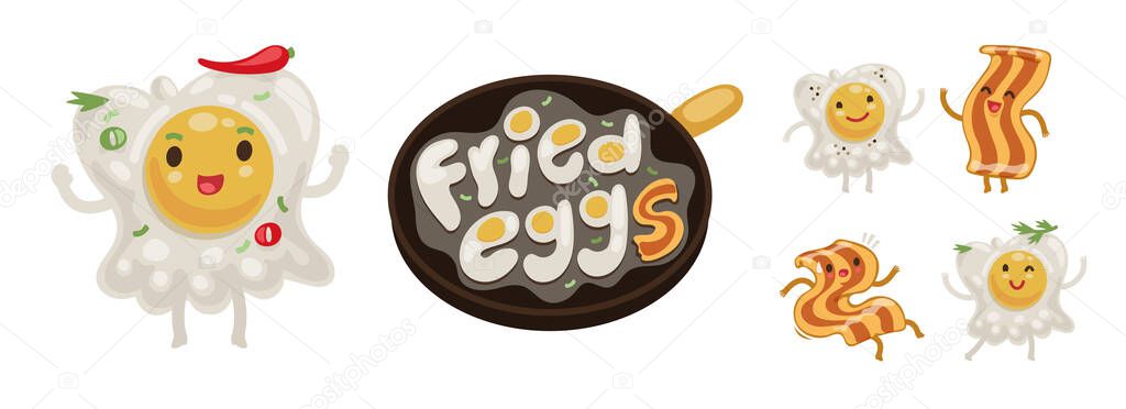 Fried Egg and Bacon Emoji Set