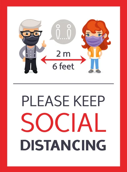 Si prega di mantenere la distanza sociale Poster — Vettoriale Stock